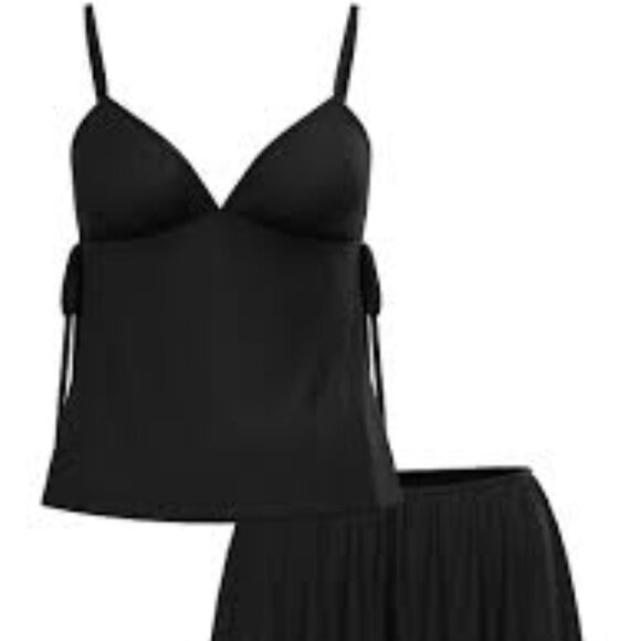 VS Ribbed Modal Velvet-Trim Cami Shorts Set Size M - Picture 2 of 3